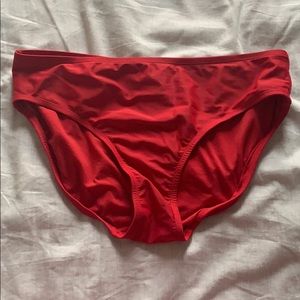 Red bathing suit bottoms, L